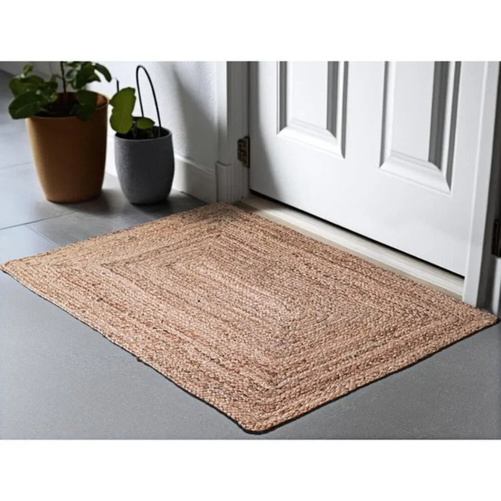 New 2'x3' Hand Woven Jute Braided Rug, Reversible Boho Floor Rug for Home Decor
